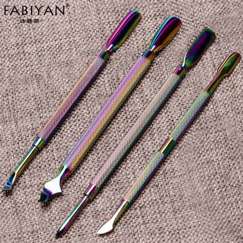 Stainless Steel Dual-ended Chameleon Rainbow Cuticle Pusher Finger Remover Dead Skin Tips Manicure Nail Art Care Tools Pedicure