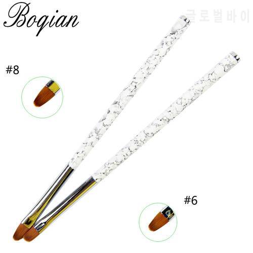 BQAN 1PCS 6 8 Nail Art Acrylic Handle Acrylic UV Gel Extension Builder Petal Flower Drawing Brush Manicure Tools