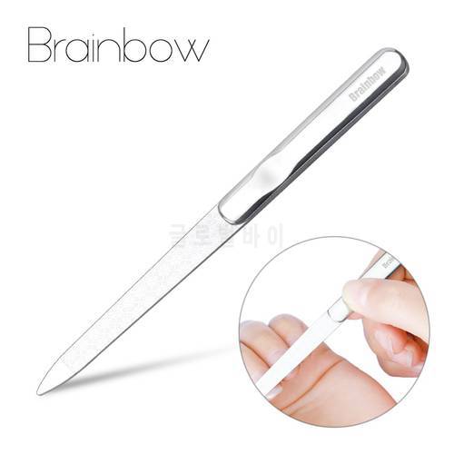 Brainbow 1piece Durable Nail File Stainless Steel Professional Double Sided Nail Sanding Grinding Buffer Manicure Nail Art Tools