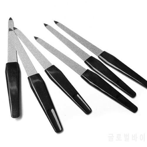 5PCS/Set Metal Double Sided Nail Files Black Handle Strong Edge Manicure Sharpening Nail Grooming Beauty Pedicure Nail Care Tool