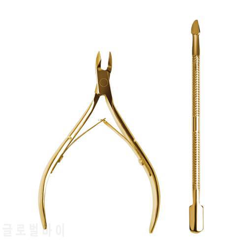 Biutee Gold Stainless Steel Nail Scissors Cuticle Nippers Manicure Scissors Pedicure Nail Tools kits Double Fork Dead Nail Tools