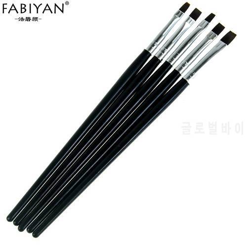 5PCS Set Nail Art Brush Flat Pen Drawing Painting Builder Acrylic UV Gel Salon Design Tools Manicure Professional