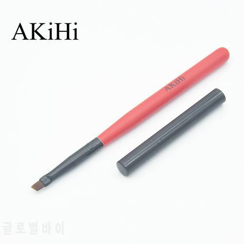 AKiHi Diagonal Flat Brushes Nail UV Gel Arts Manicure Pen with Metal Cap 3D Design