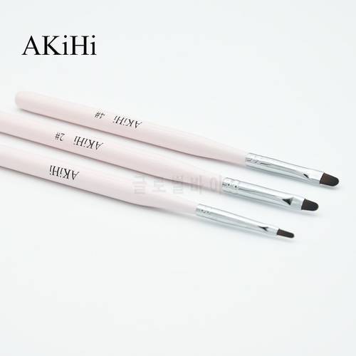 AKiHi Nail Art Design Painting Polish Brush UV Gel Nail Draw Pen Tools Round Head Pink Handle With Metal Cap
