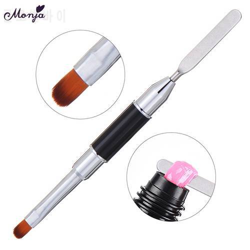 Monja Dual End Nail Art Acrylic UV Gel Extension Builder Pen Brush Nail Gel Coating Removal Spatula Stick Manicure Tool