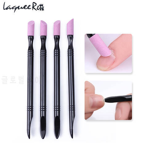 2Ways Professional Stone Scrub Pen Nail Pusher Dead Skin Cuticle Remover Trimmer Pedicure Manicure Nail Art Care Tools for Lady