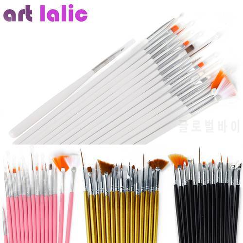 15 Pcs Nail Art Brush Decorations Set Tools Professional Painting Pen for False Tips UV Gel Polish