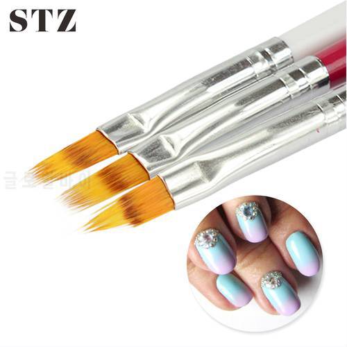 STZ 1pcs Nail Brush Ombre Soft Gradient Effect Pen Red/Black/White Manicure Tools for UV Gel Polish Nail Art Brush 285