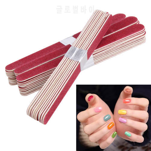 Nail File Manicure Pedicure Buffer Sanding Files Set Wood Crescent Sandpaper Grit Nail Art Tool Double Sided Thick Stick