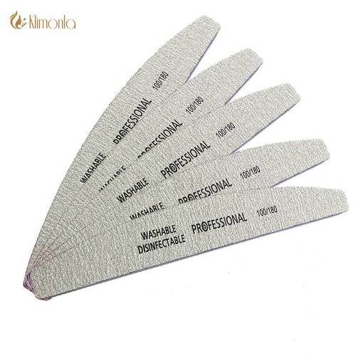 5Pcs/lot Professional Nail Files 100/180 Buffer Double Side Gray Color Curve Banana Nail Art Care Tools High Quality Necok