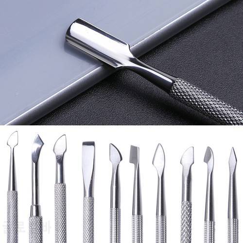 1Pcs Nail Cuticle Pusher Spoon Stainless Steel Cutter UV Gel Polish Removal Trimmer Dead Skin Manicure Accessories Tool JIA17