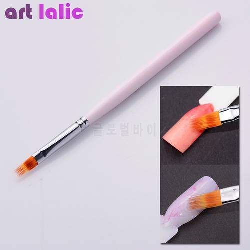 1 Pc Gradient UV Gel Pen Drawing Painting Soft Brushes Pink Handle Manicure for Nail Art Transfer Tool