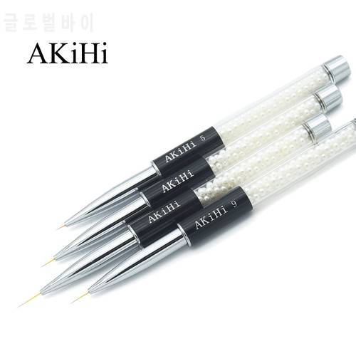 AKiHi Nail Thin Liners Pen UV Gel Painting Drawing Brushes Nail Art Lines Tools with Cap