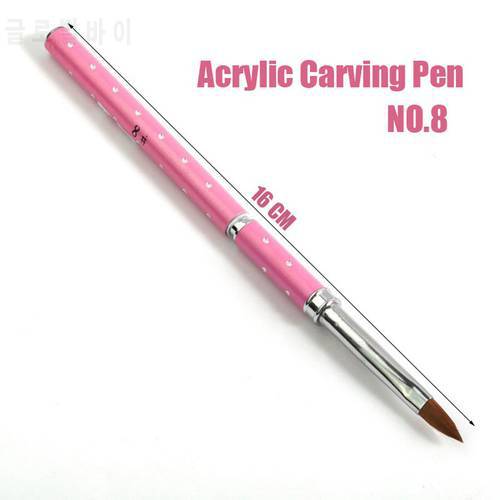 1PCS Nail Art Kolinsky Sable Acrylic Brush Pen UV Gel Polish DIY Painting Drawing Carving Pen Manicure Tools No,2 4 6 8 10