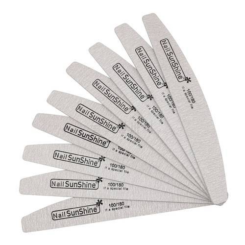7pcs/lot Wooden Nail Files For Manicure 100/180 Strong Thick Sandpaper Sanding Nails File Buffs Buffing Grey Boat Nail Care Tool
