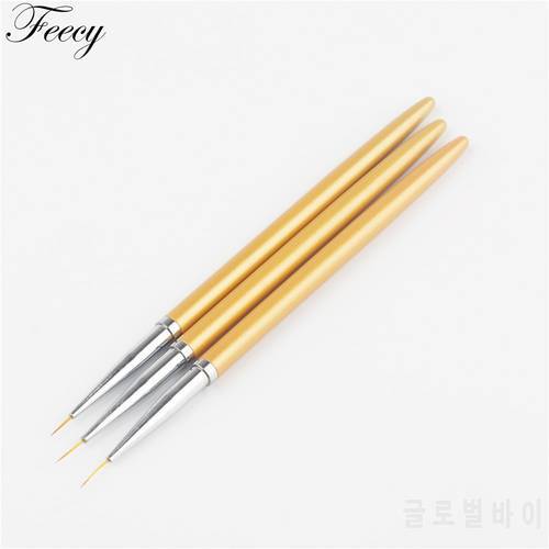 Painting Pen Brushes 3 pieces / set Gold Design Professional high quality uv Nail Line Nail Gel Tips 3D Design Manicure Drawing
