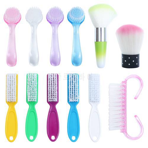 1PC 6 Types Nail Brush Cleaning Remove Dust Powder Plastic Cleaner for UV Acrylic Gel Nails Art Manicure Care Accessory LA095