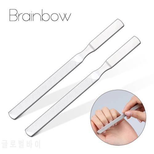 Brainbow 2pcs/pack Professional Nail Files Buffering Strong Stainless Steel Nail Sanding 4 Sided Polishing Nail Art Beauty Tools