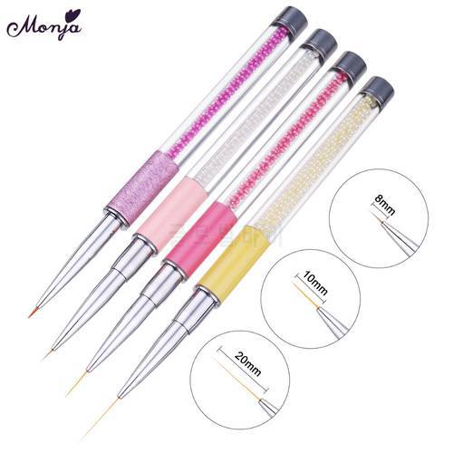 Monja Nail Art French Lines Stripes Liner Brush Flower Design Drawing Painting Pen DIY Nail Brushes Home DIY Manicure Tool