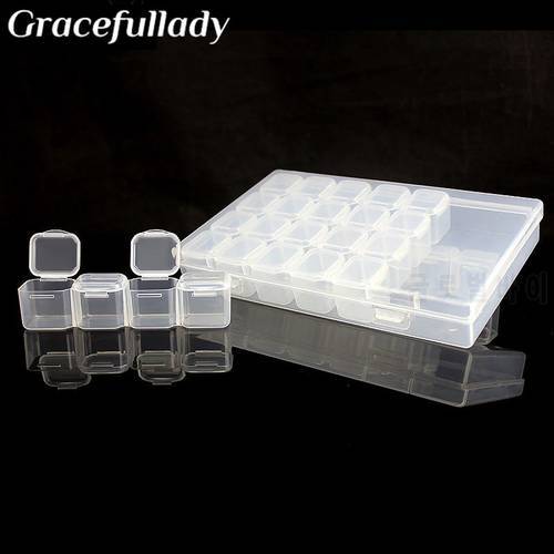 28 Slots Clear Container for Rhinestones Plastic Manicure Storage Empty Box Nail Art Tools Display Professional Nail Storage