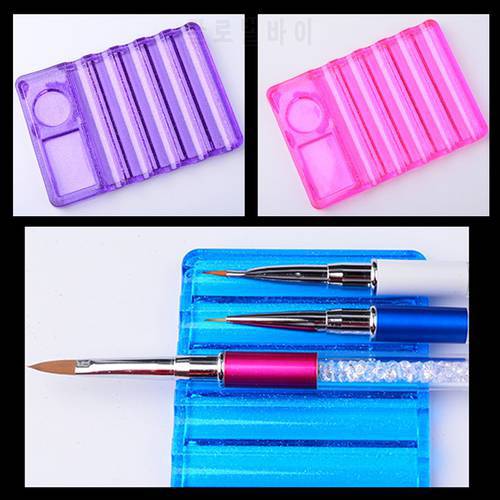1Pcs 5 Grids Crystal Nail Art Brush Carrier Rack UV Gel Nail Brushes Pen Rest Holder For Makeup Display Stand Accessories Tools