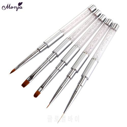 Monja Nail Art Acrylic UV Gel Extension Building Liquid Powder Carving Brush French Stripes Lines Liner Drawing Painting Pen