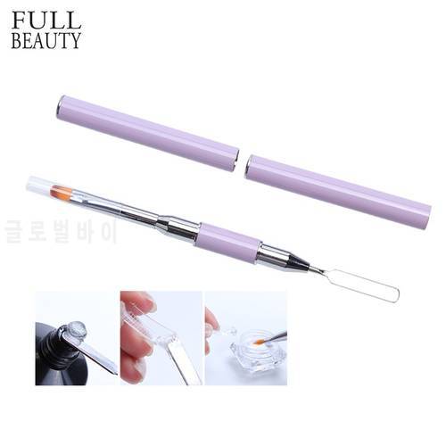 Full Beauty 1pcs Double Size Nail Brush Extension Quick Building Pen Nail Art Brushes Color Palette Manicure Accessories CH064