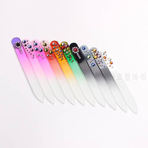 9cm Small Durable Crystal Diamond Stones Gems Glass Nail Files Buffer Manicure Pedicure Art Decorations Tool Assorted Colors
