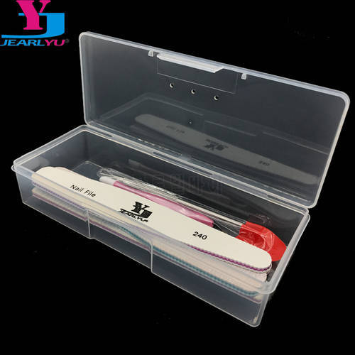 1 Rectangle Nail Art Tool Empty Storage Box Tweezers Clippers Pens Polishing Nail Buffer Files Plastic Container Manicure Table