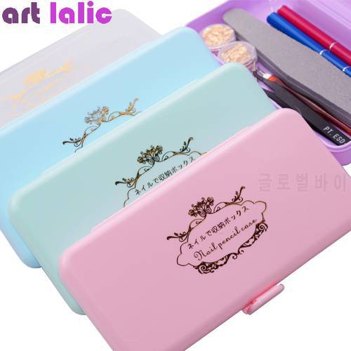 Rectangle Nail Storage Box for Long Nail Tools Tweezers Cuticle Pusher Brushes Pens Nail Art Plastic Empty Holder Container Case