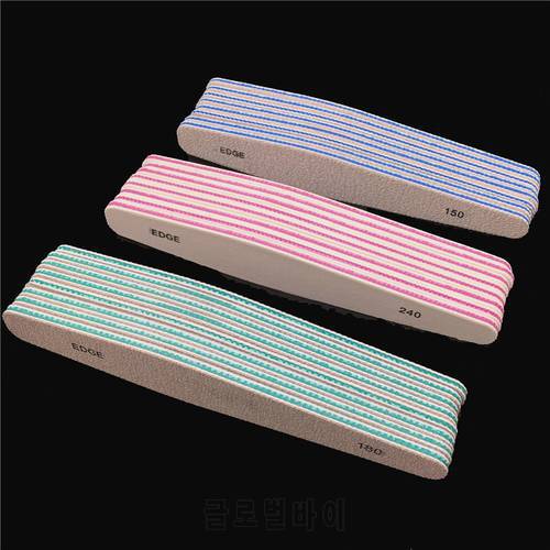 6Pcs/Lot 150/180/240 New Double Side Nail files Wood Nail File Manicure Tool Kits Sunshine Buffer For Nails tool free shipping