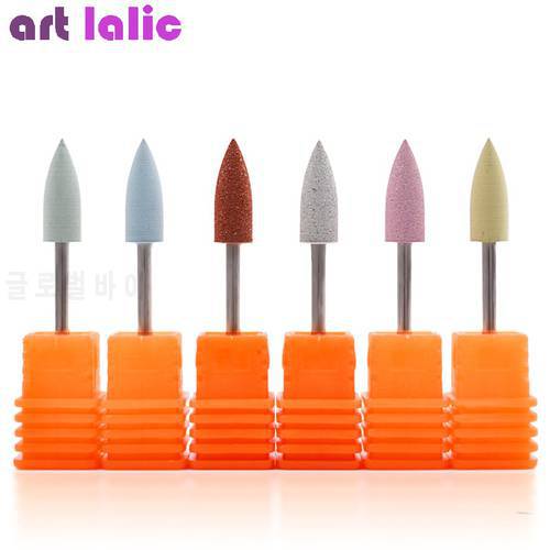 6 Types 10*24mm Rubber Silicon Nail Art Drills Bit Big Head Grinding for Manicure Pedicure Cuticle Tools