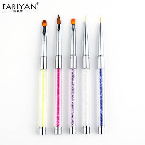 Nail Art Liner Drawing Brush Acrylic Beads Powder Carving UV Gel Extension Flat Painting Pen Tips Manicure Tools