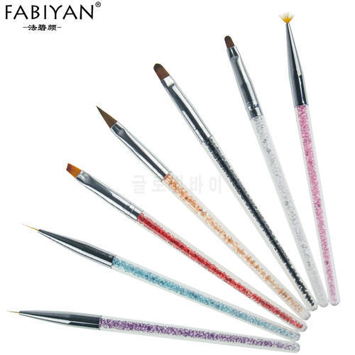 Nail Art Brush Painting Drawing Carving Pen Builder Fan Flat Gradient Line Round Acrylic UV Gel Polish Crystal Tip Manicure Tool