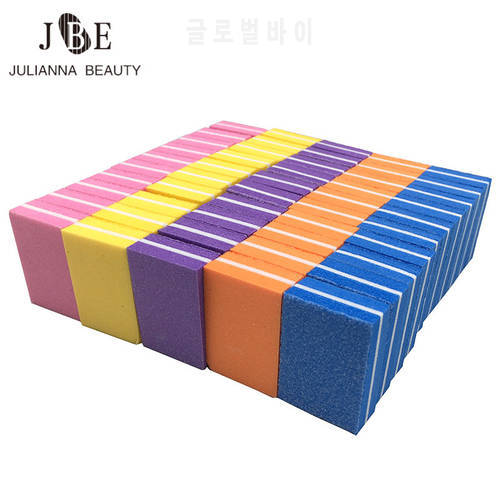 50pcs/lot Mini Nail File Blocks Colorful Sponge Nail Polish Sanding Buffer Form Nail Polishing Sandpaper Manicure Tools
