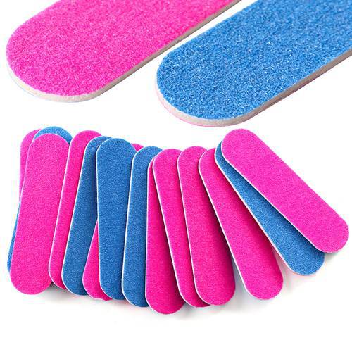 100PCS/ Set Double-sided Mini Nail File Wood Chip Lime A Ongle Red Blue Disposable Sand Buffer Block Manicure 180/240 Grit TR858