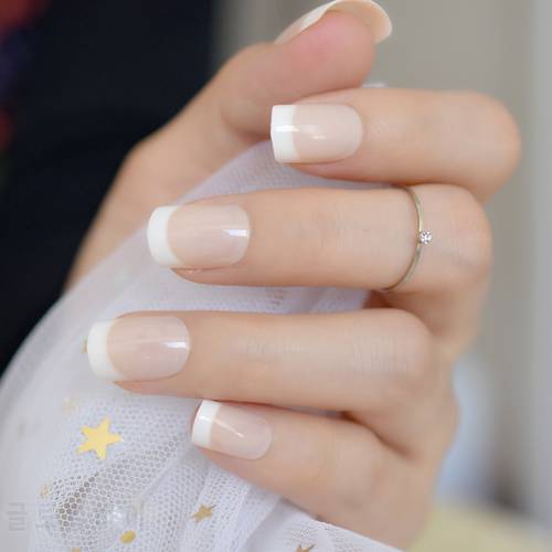 Classical Natural French Nail Super Real White Tip Fake Nails with Glue Sticker Office Lady Must DIY Manicure Tips