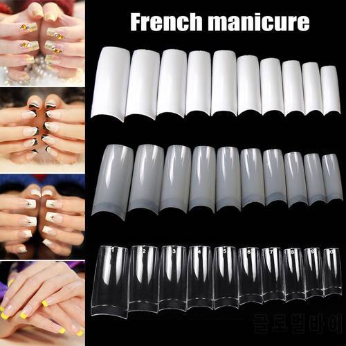 100/500pcs Nails Half French False Nails Art Tip Acrylic UV Gel Manicure Tip French Nail Piece Artificial Fake Nails Faux Ongles