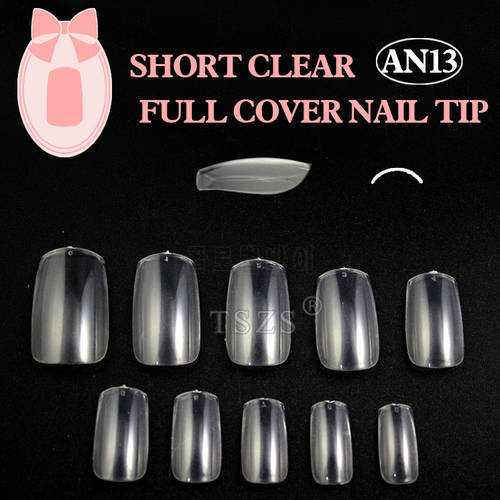 1bags/lot beauty supply 500pcs ABS full cover short square false nail art Clear natural false acrylic artificial fake nails