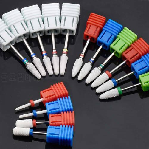 15 Type White Ceramic Nail Drill Bits Milling Cutter For Electric Drill Manicure Machine Accessory Nail Files Art Tools