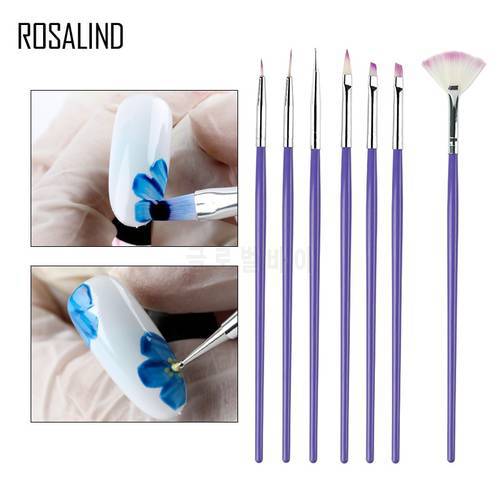 ROSALIND Nail Art Brushes 7PCS/Set Dotting Drawing Pen Gel DIY Purple Painting Design of Nail Tip Manicure Decoration Tools