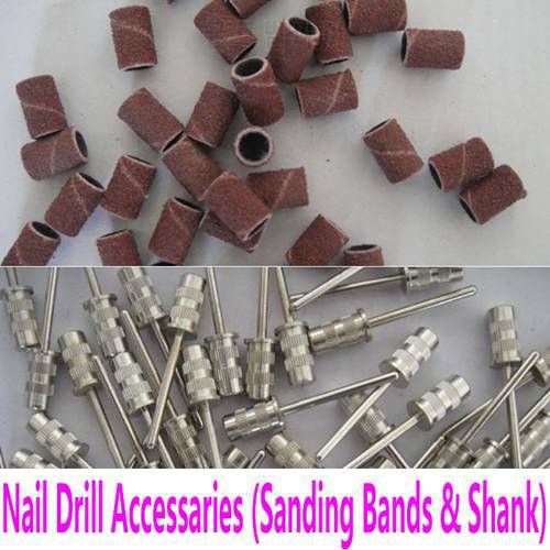 100PCS Sanding Band Pack Mandrel For Manicure Pedicure Salon Tools Bit 40 80 120 180 240 320 400 Sandpaper Circle Abrasive Tools