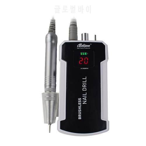 80W Brushless Nail Drill 35000RPM Electric Manicure Drill Set Machine Rechargeable Pedicure Set with Ceramic Drill bits Tools