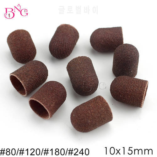 50pcs/lot 10*15mm Sanding Block Sleeves Without Grip Pedicure Tools Electric Nail Drill Polishing Accessories