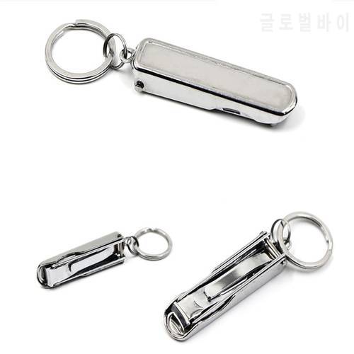 Portable Folding Nail Clippers Ultra-thin Compact Nail Cutter Manicure Cutter Nail File Fingernail Trimmer Clipper with Key Ring