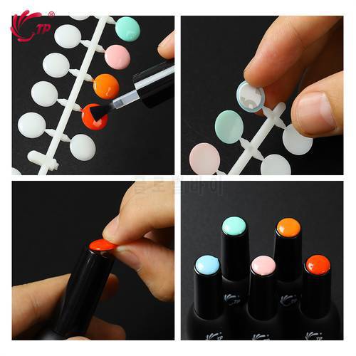 False Nails Tip Nail Art Acrylic UV Gel Polish Bottle Color Display Flatback Round Coloring False Tips with Double-Sided Sticker