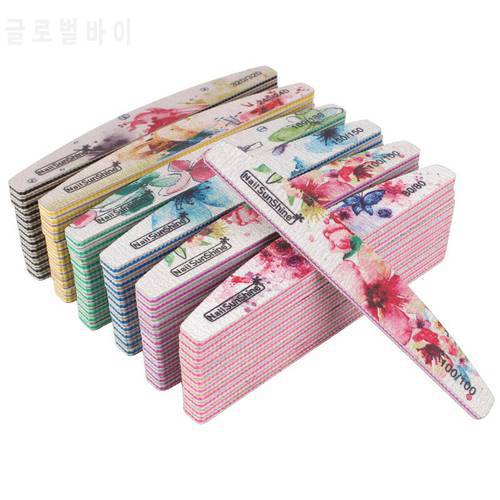 50pcs/lot Sandpaper Nail Files For Manicure Gel Polish Buffer Buffing Colorful Nail Files multi Grit lime a ongle professionel
