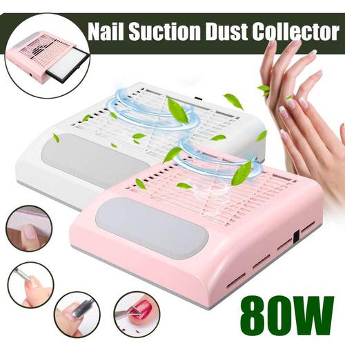 80W Nail Dust Suction Dust Collector Fan Vacuum Cleaner Manicure Machine Tools Dust Collecting Bag Nail Art Manicure Salon Tools