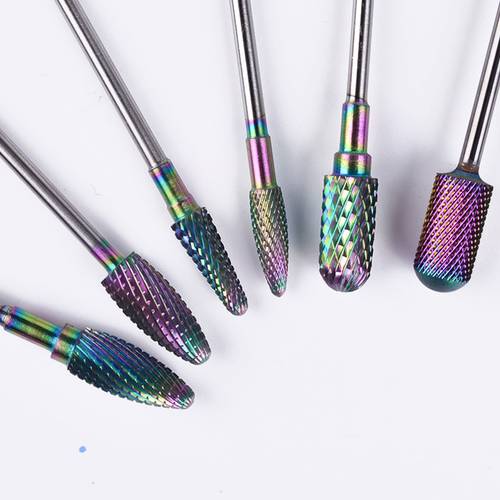 Rainbow Tungsten Steel Nail Polishing Head 3/32 2.35mm Colorful Nail Art Sander Drill Bits for Dead Skin Rotary Milling Cutter