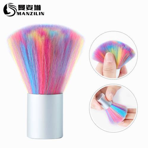 Colored Bristles Nail Art Dust Cleaner Brush Gel Nail Powder Remover Cleaning Brush Tool Professional Nail Art Dust Clean Brush